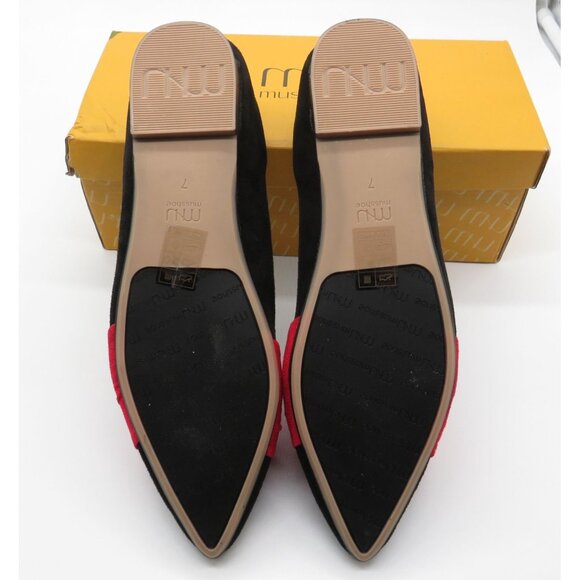 Musshoe Women's Black & Red Pointed Toe Flats With Bow Detail Size 7 NEW - Picture 7 of 7